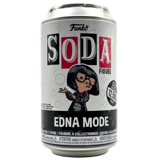 Funko Soda can with Edna Mode figure on a white background