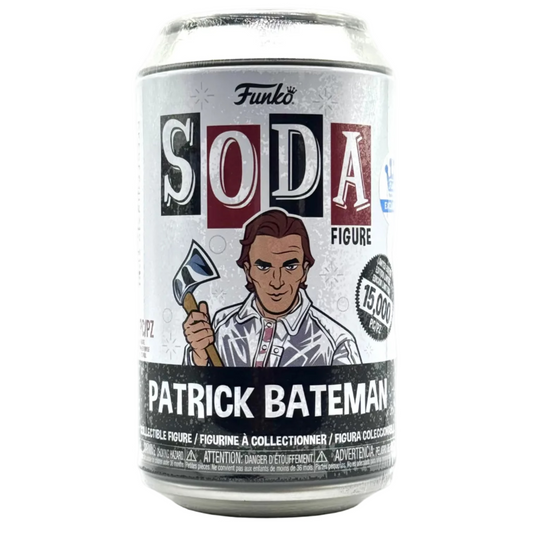 Funko Soda can with Patrick Bateman design on a white background