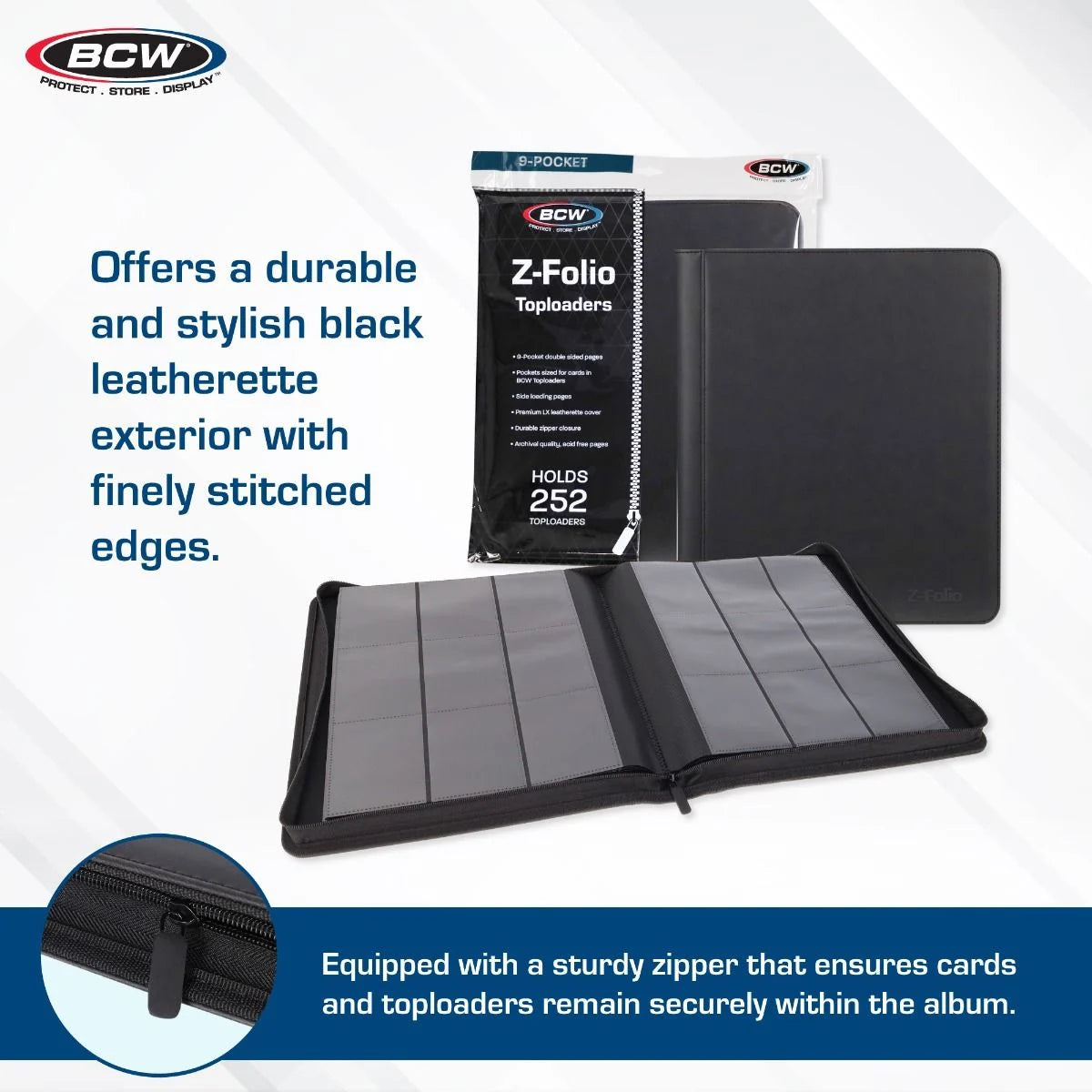Z-Folio 9-Pocket LX Trading Card Album for Toploaders (Black)