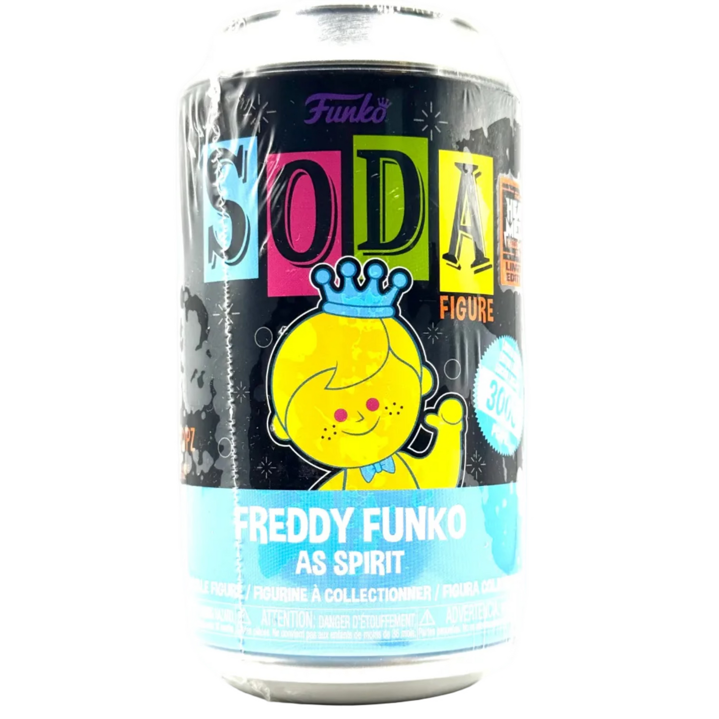 Funko Soda Figure packaging with colorful text and a cartoon character on a white background