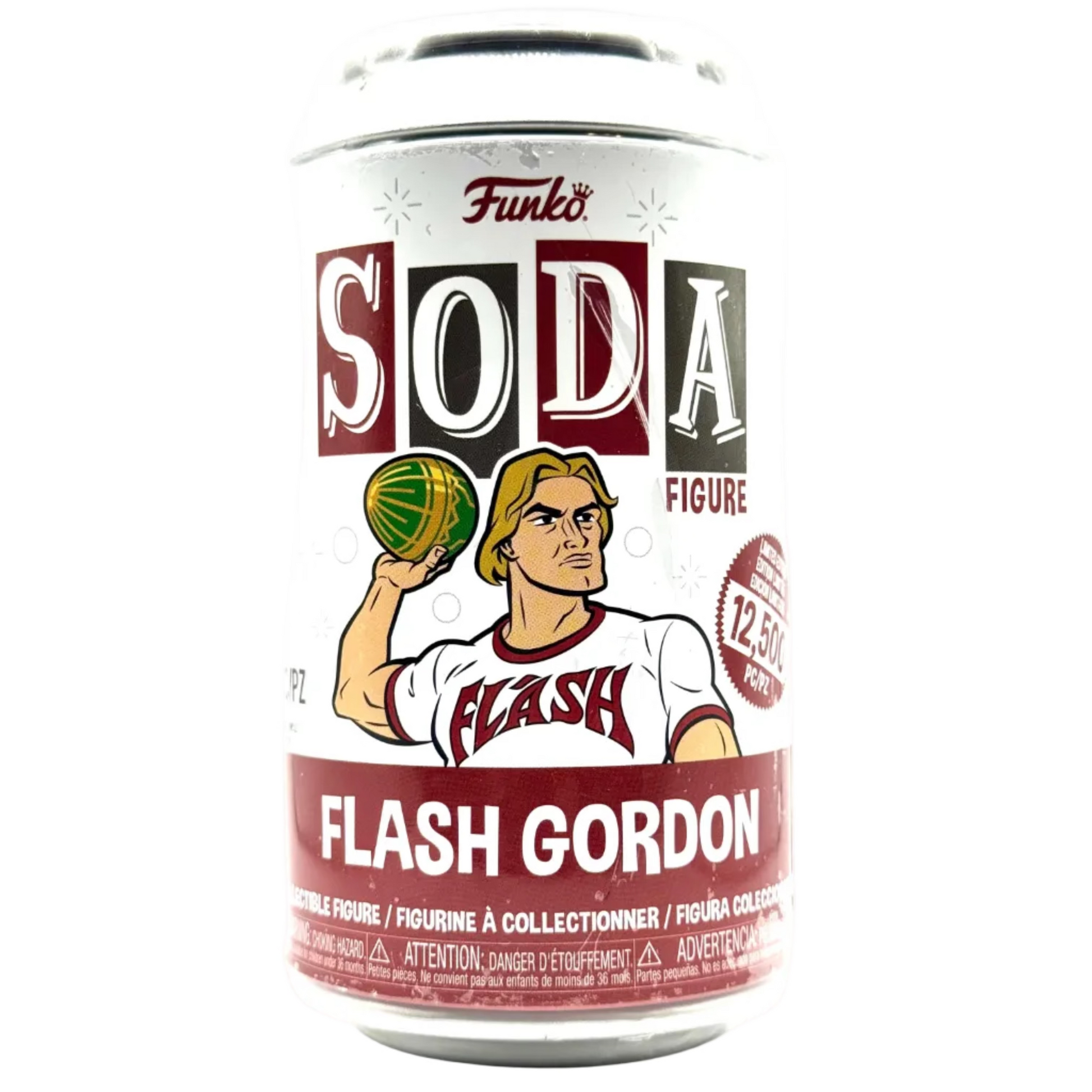 Funko Soda Figure packaging with Flash Gordon design on a white background
