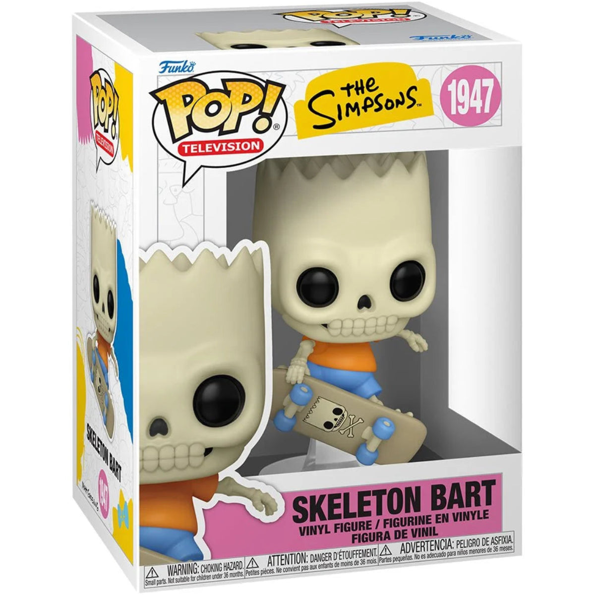 Funko Pop! Television 'The Simpsons' Skeleton Bart vinyl figure in its original window box packaging, numbered 1947.