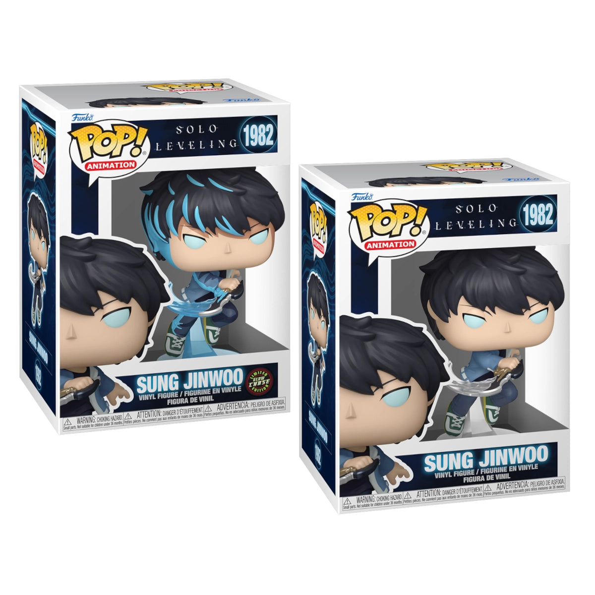 Funko POP! Solo Leveling Sung Jinwoo GLOW Chase & Common Bundle Set