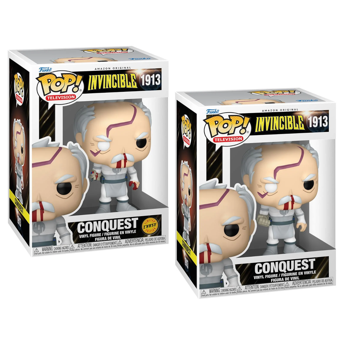 Two Funko Pop! Conquest figures in packaging on a white background
