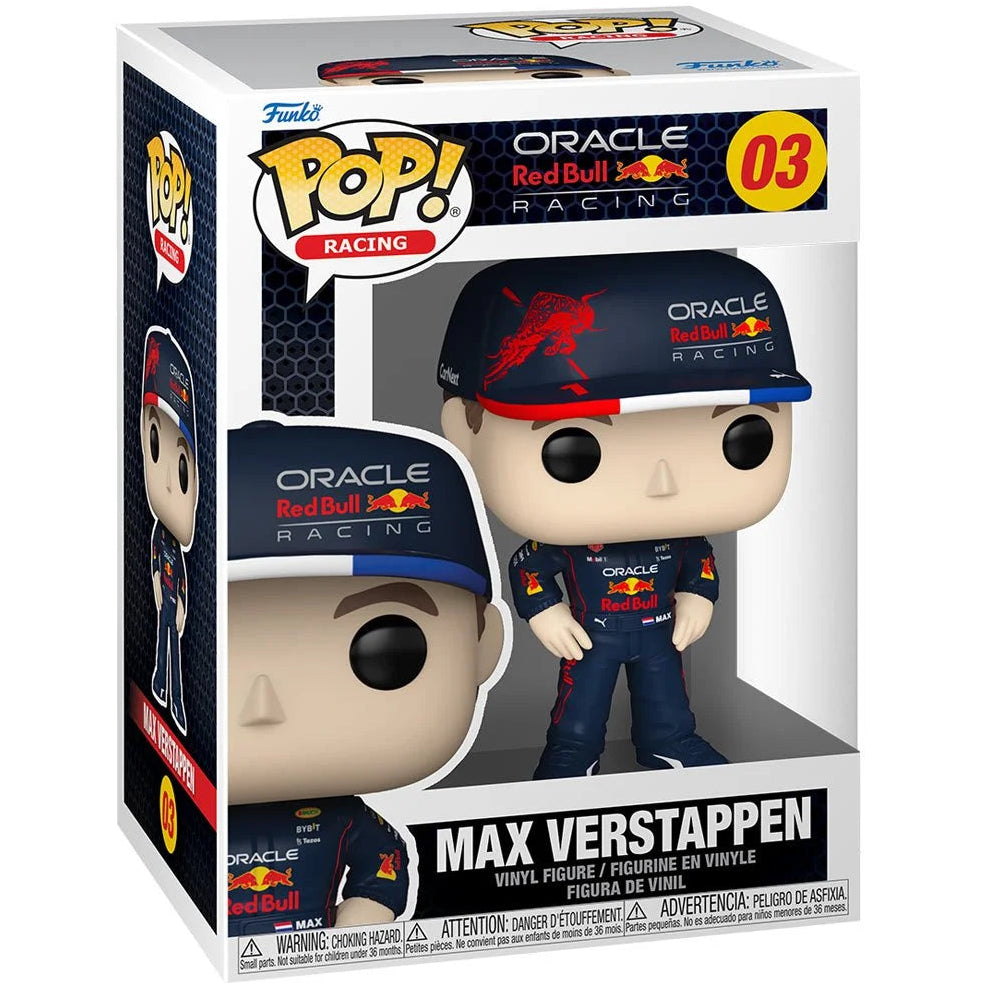 Funko Pop! vinyl figure packaging with Oracle Red Bull Racing branding