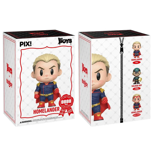 Two boxes of a 'Homelander' figure by Pix! 