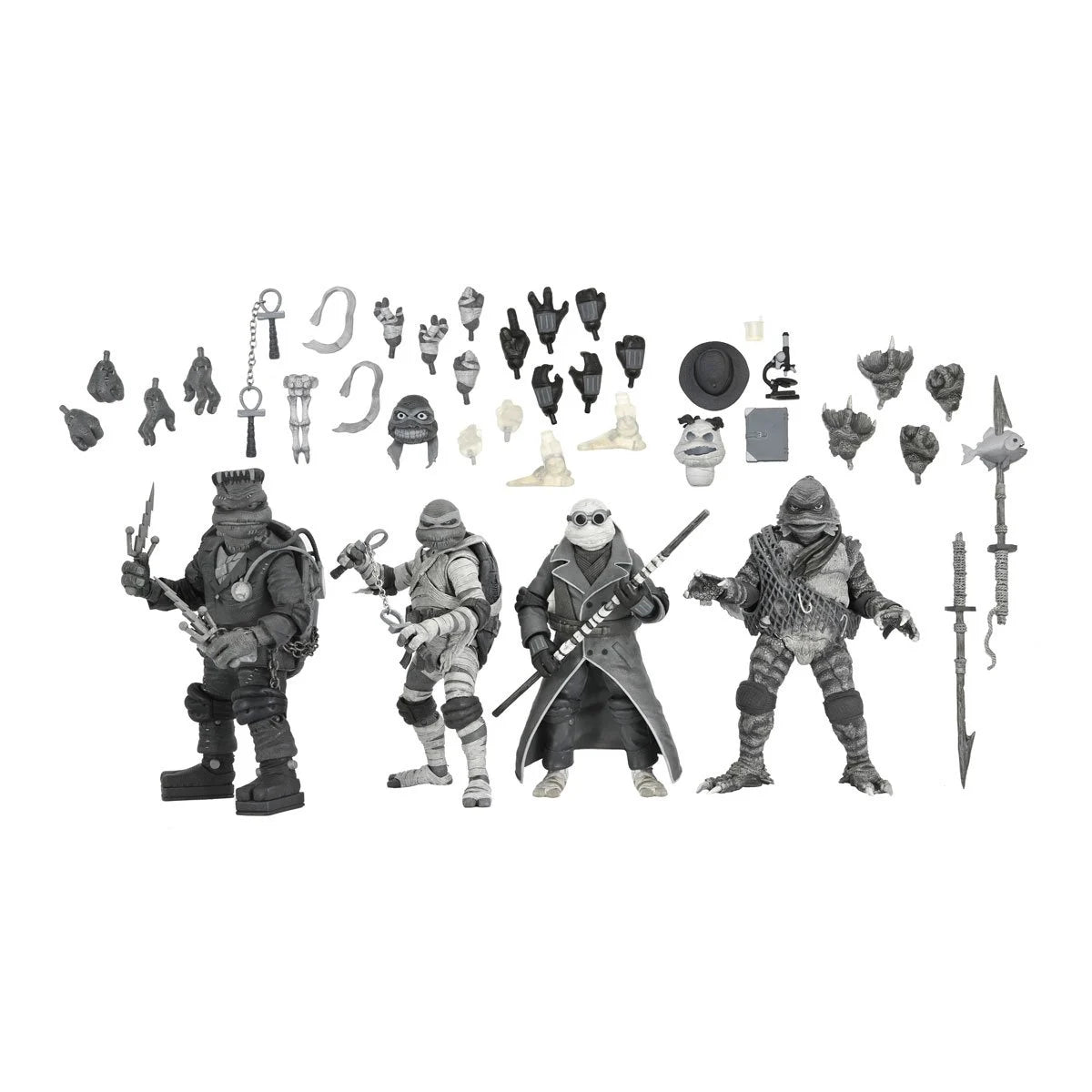 NECA Universal Monsters x TMNT Black & White Action Figure 4-Pack