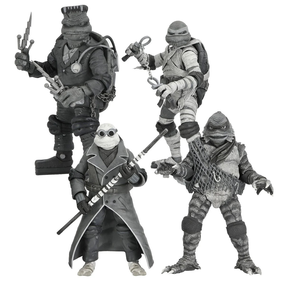 NECA Universal Monsters x TMNT Black & White Action Figure 4-Pack