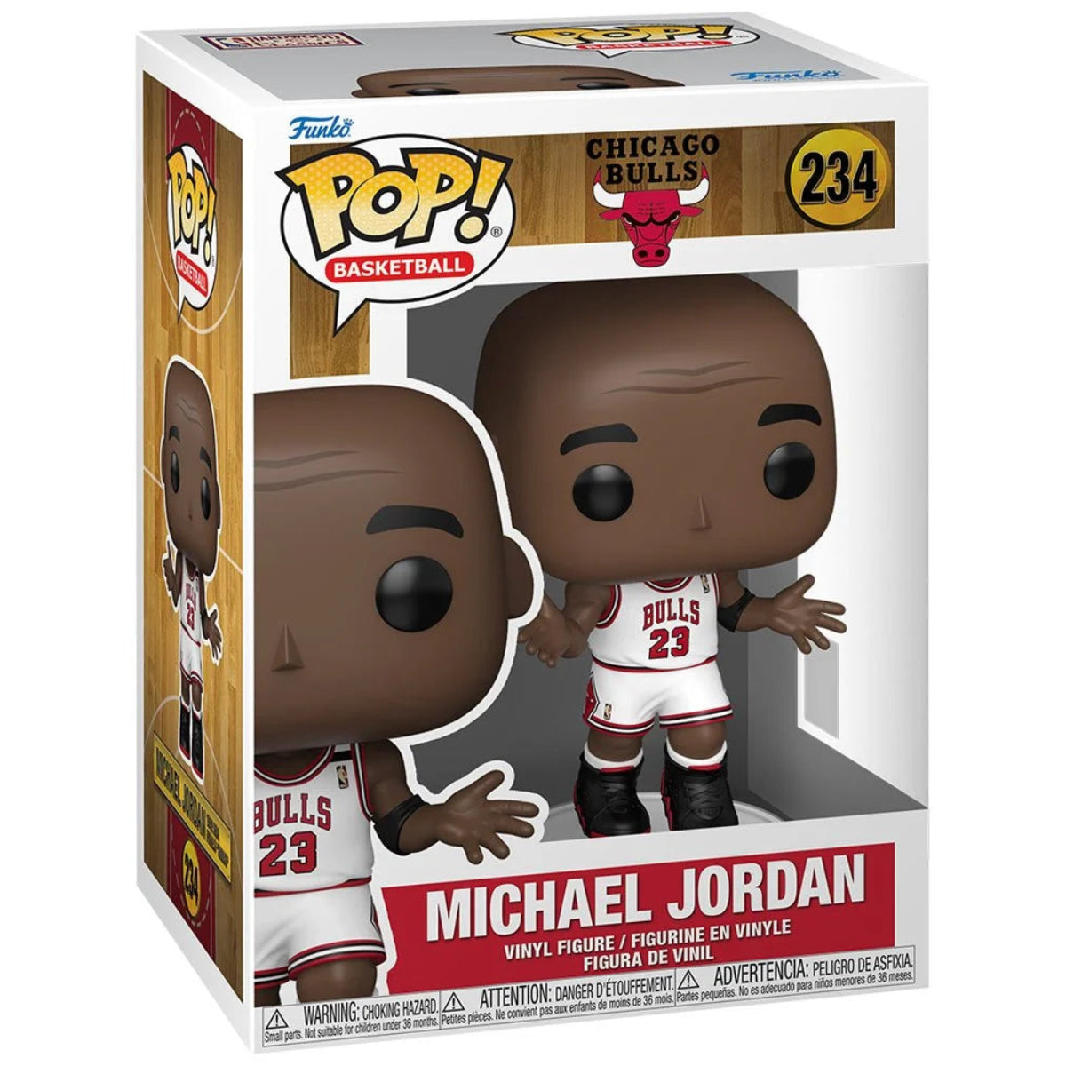 Funko Pop! vinyl figure packaging of Michael Jordan in a Chicago Bulls jersey.